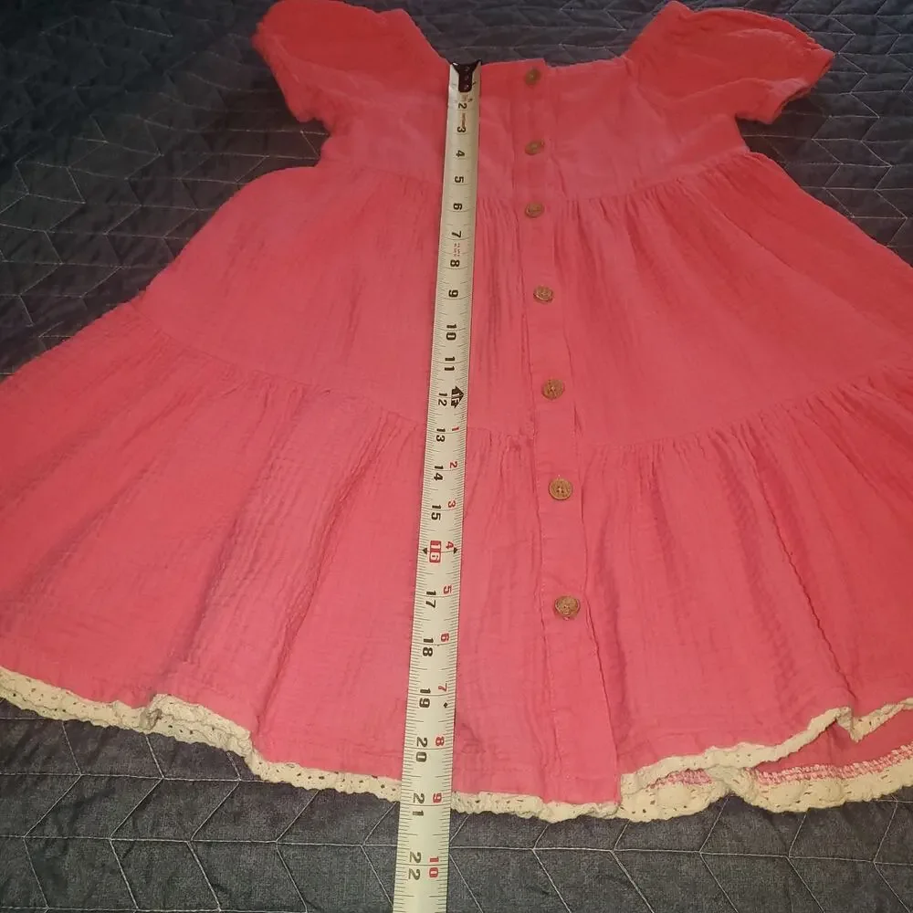 Rachel Zoe Girls Size 7 Pink Cotton Babydoll Cottagecore Boho Farmcore Dress